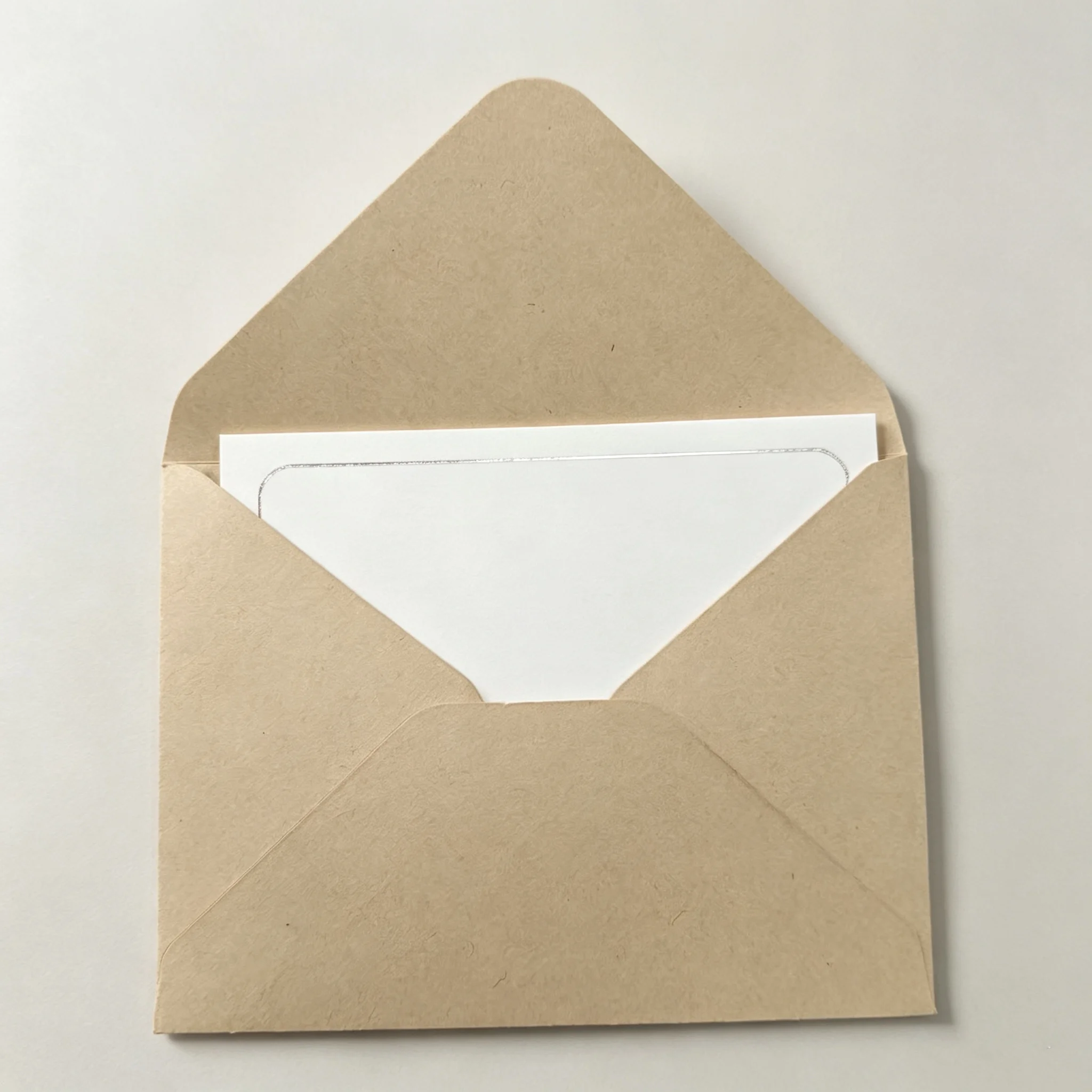 Silver Foil Blank Greeting Cards & Kraft Envelopes for Wedding Birthday Thank You Festival Invitations