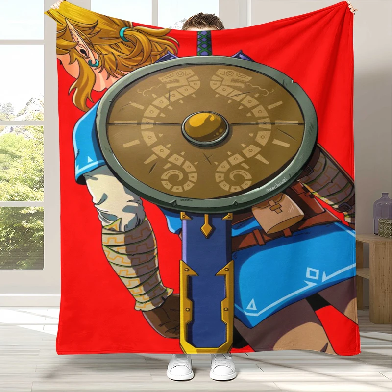 Retro Z-Zelda Cartoon Link Games Flannel Blanket,Ultra Soft Warm Plush Throw for Home Bedroom Bed Sofa Cover Camping Picnic kid