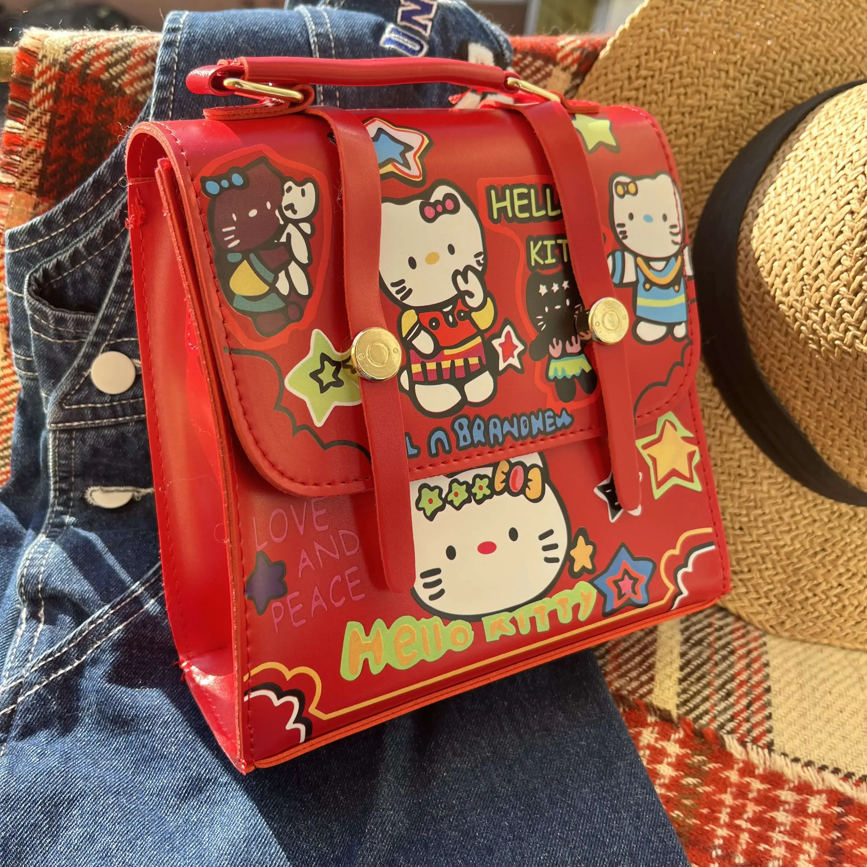 New Sanrio Hellokitty Backpack, Christmas Gift, Cute and Festive, Girls' Travel Makeup Storage Bag, Small Wallet Shopping