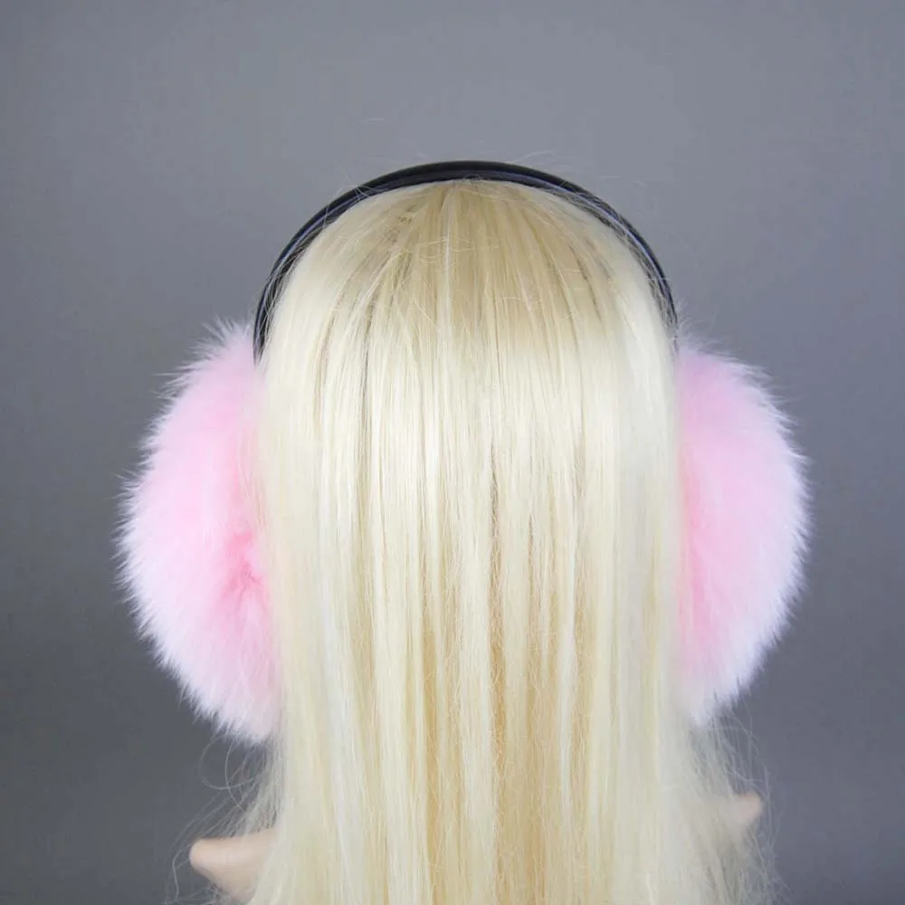 Winter Cool Real Fox Fur Ear Muffs Plush Anti Noise Earmuffs Girl Accessories For Woman Warm Headphone Thermal Protector Warmers