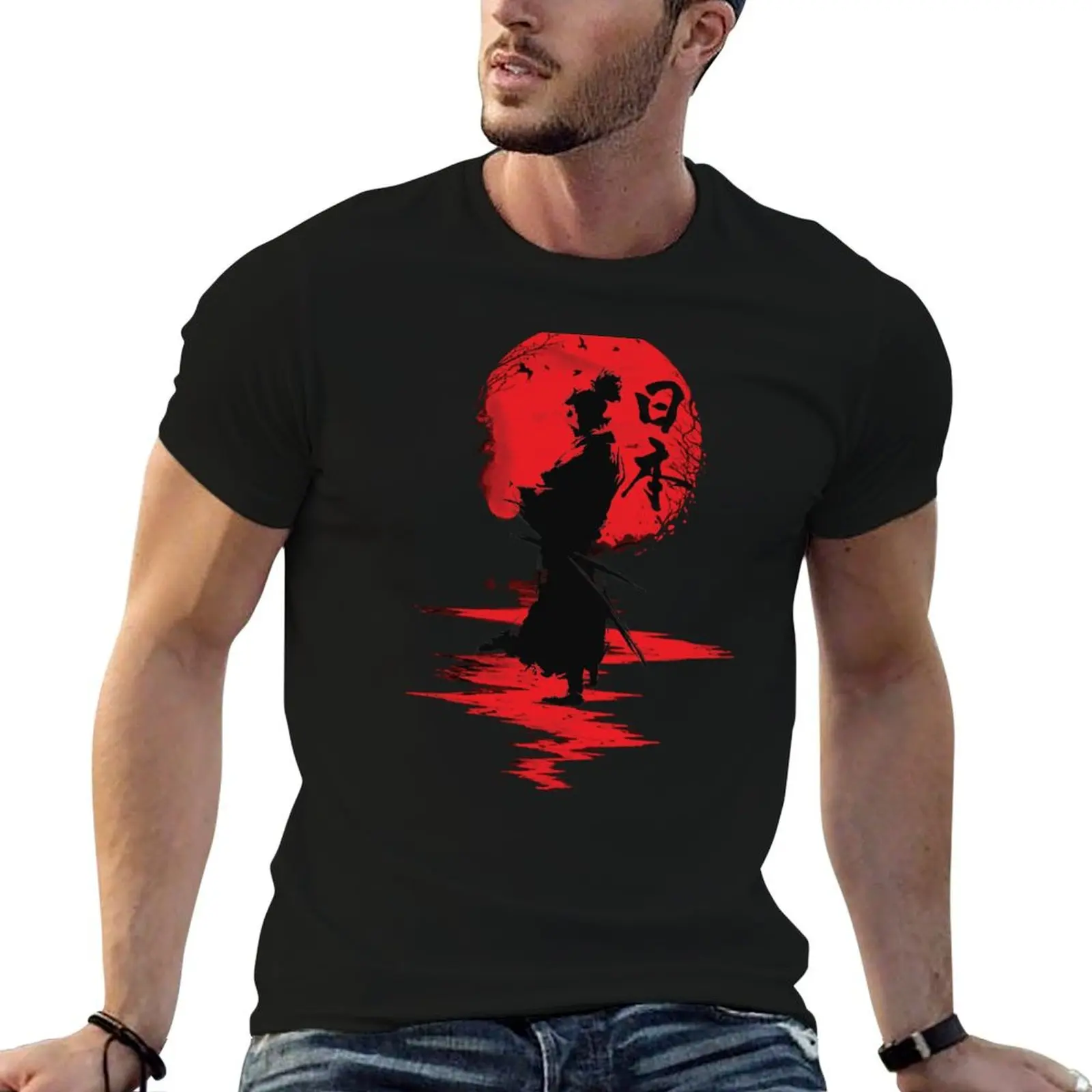 Samurai with sunset and katana , best gift for ronin lovers T-Shirt customs graphic t shirts fruit of the loom mens t shirts