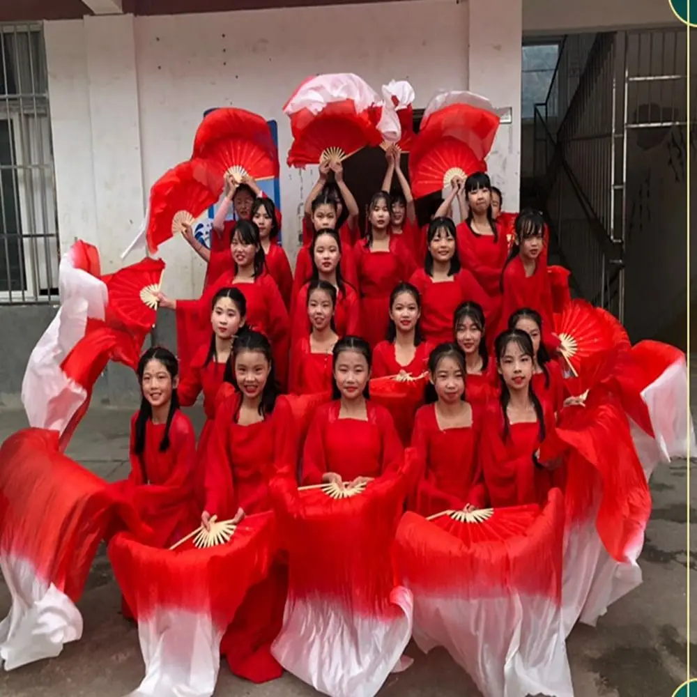 

Hot Sell Gradient Color Belly Dancing Fan Multicolors 1.2m Long Imitation Fan Practice Dancer Tool Dance Accessories