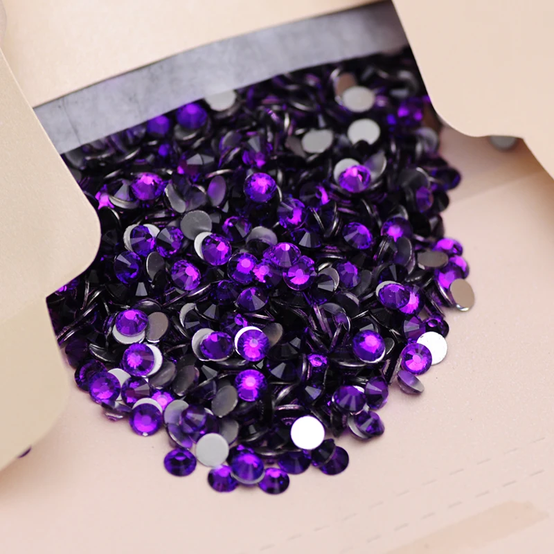 YANRUO 2058NoHF SS16-SS30 Charm Purple Velvet Non Hotfix Strass Crystal Nails Art Cold Fixation Crystal Nail Gmes DIY Craft