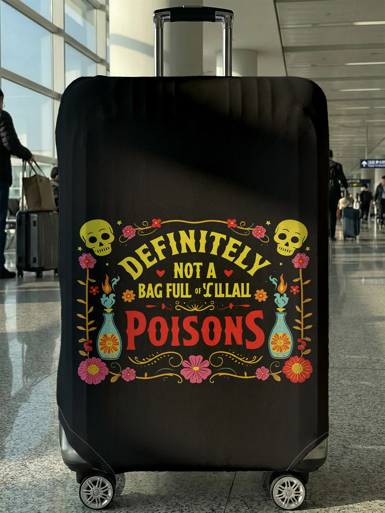 

Защитный чехол для багажа с изображением черепа и бутылки с ядом, подходит для чемоданов 18-32 дюймов, чехлы для ручек чемоданов, дорожные аксессуары.