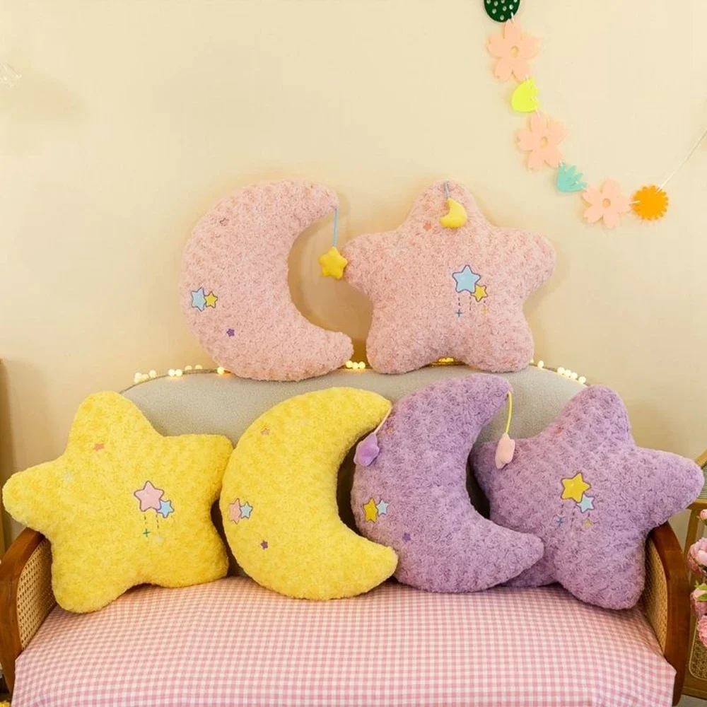 

45CM Cute Star Moon Plush Toy Sofa Chair Cushion Sleeping Super Soft Leg Pillow Doll Birthday Gift To Friends