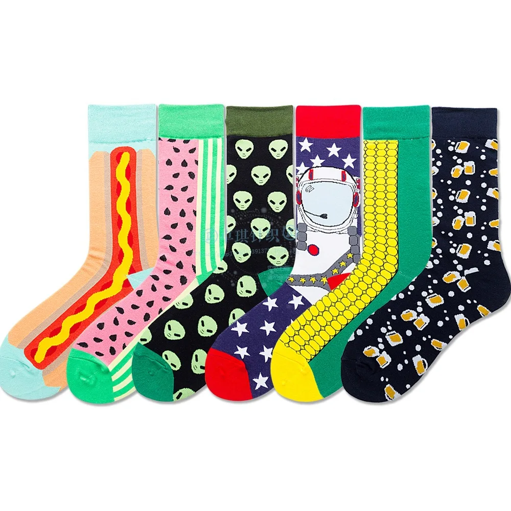 New INS beer corn men's and women's socks watermelon hot dog sushi tide socks hot dog socks comfortable breathable socks