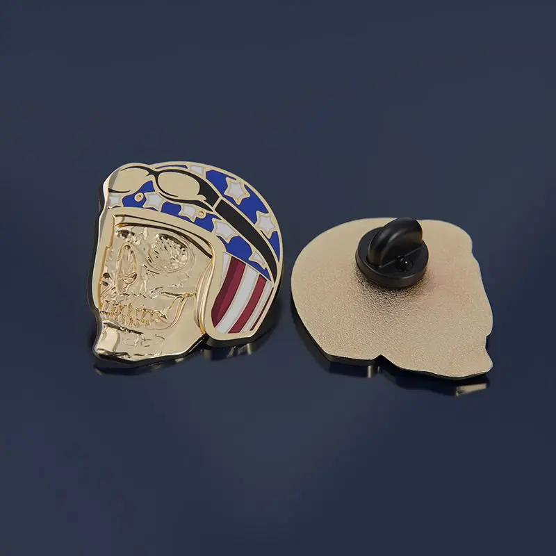 American Flag Helmet Skull Biker Enamel Pin Lapel Badeg Vintage Motorcycle Rider Lapel Brooch Decoration Craft Gift