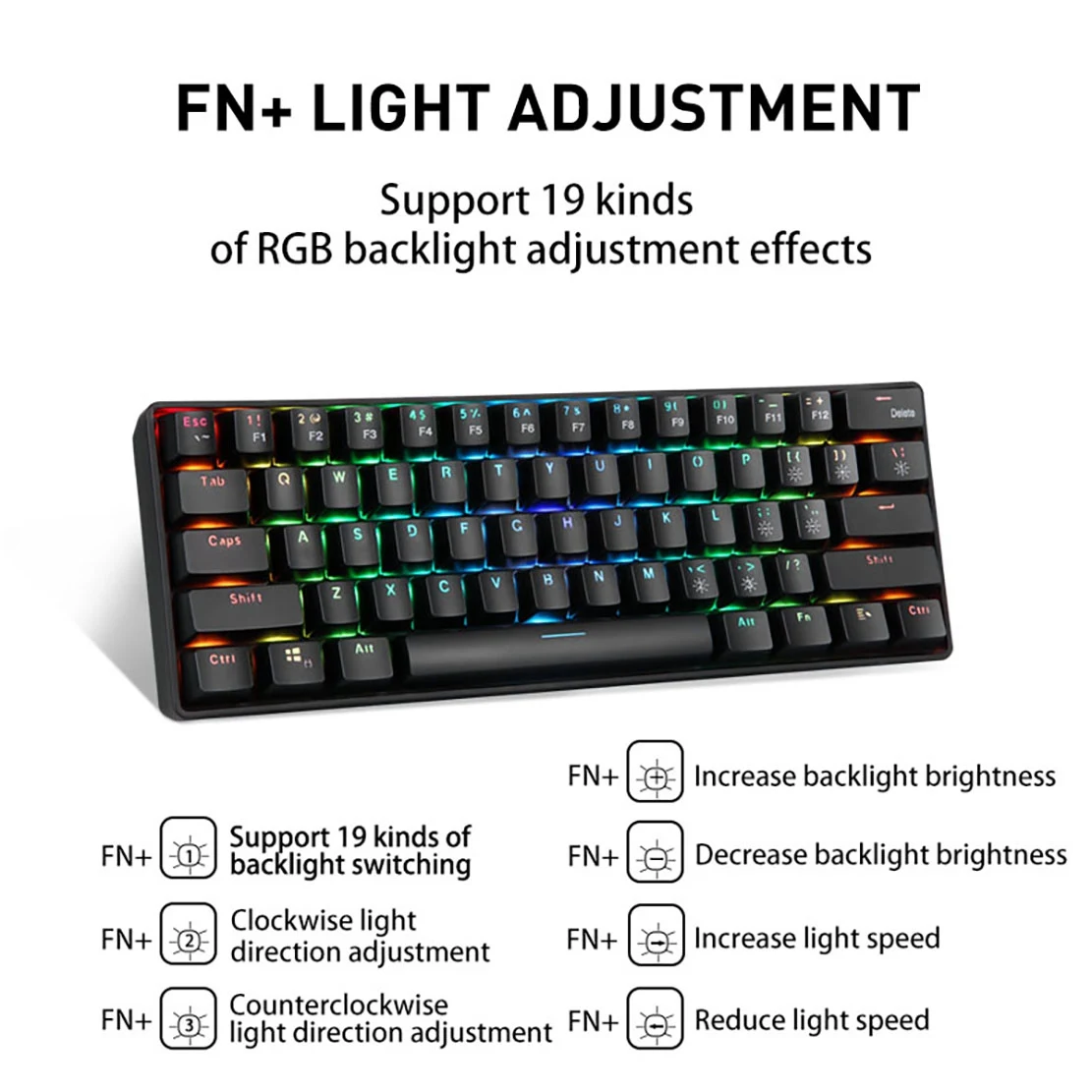 YK600 Mechanical Keyboard 61 Keys RGB Backlight 2.4G+ Wired Dual Mode 60% Compact Mechanical Keyboard(Russian Version)JAS