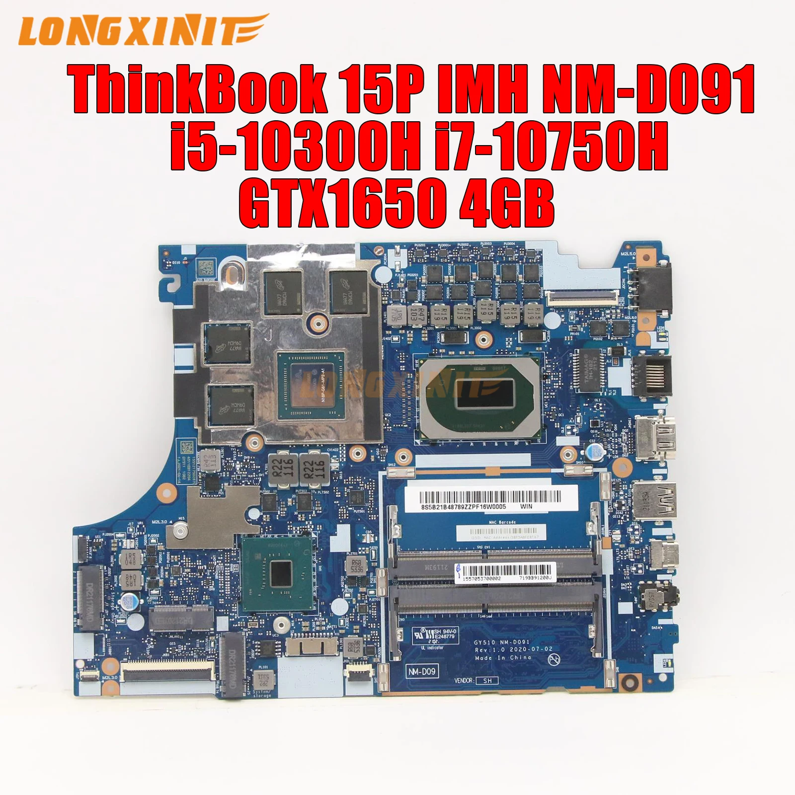 

NM-D091 For Lenovo Thinkbook 15p IMH Laptop Motherboard. CPU:i5-10300H i7-10750H .GPU:GTX1650.