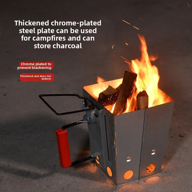 Outdoor Foldable Fire Start Bucket, Portable Barbecue Grill, Camping Fire Pit, Mobile Stove, Point-and-burn Charcoal Bucket