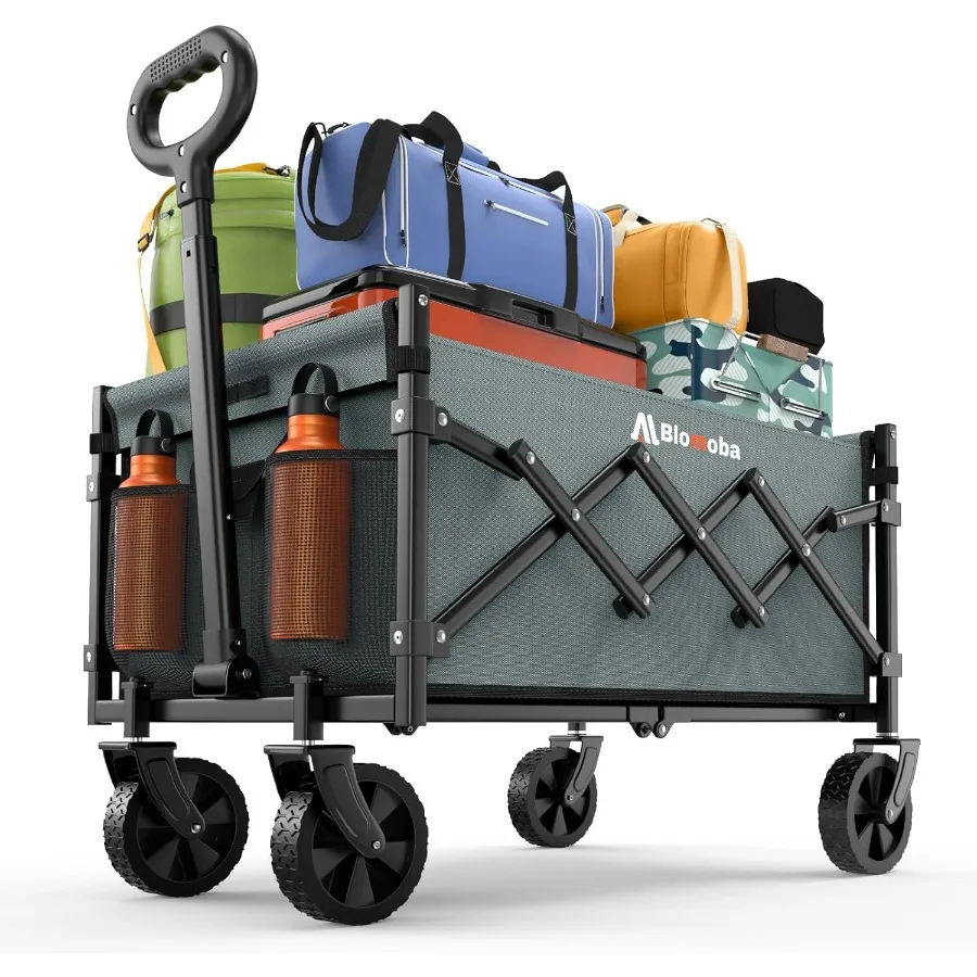 

Collapsible Wagon with Wheels 220 lbs Wagons Carts Foldable Wagon Cart with Flexible Handle Lightweight Portable Folding Utilit