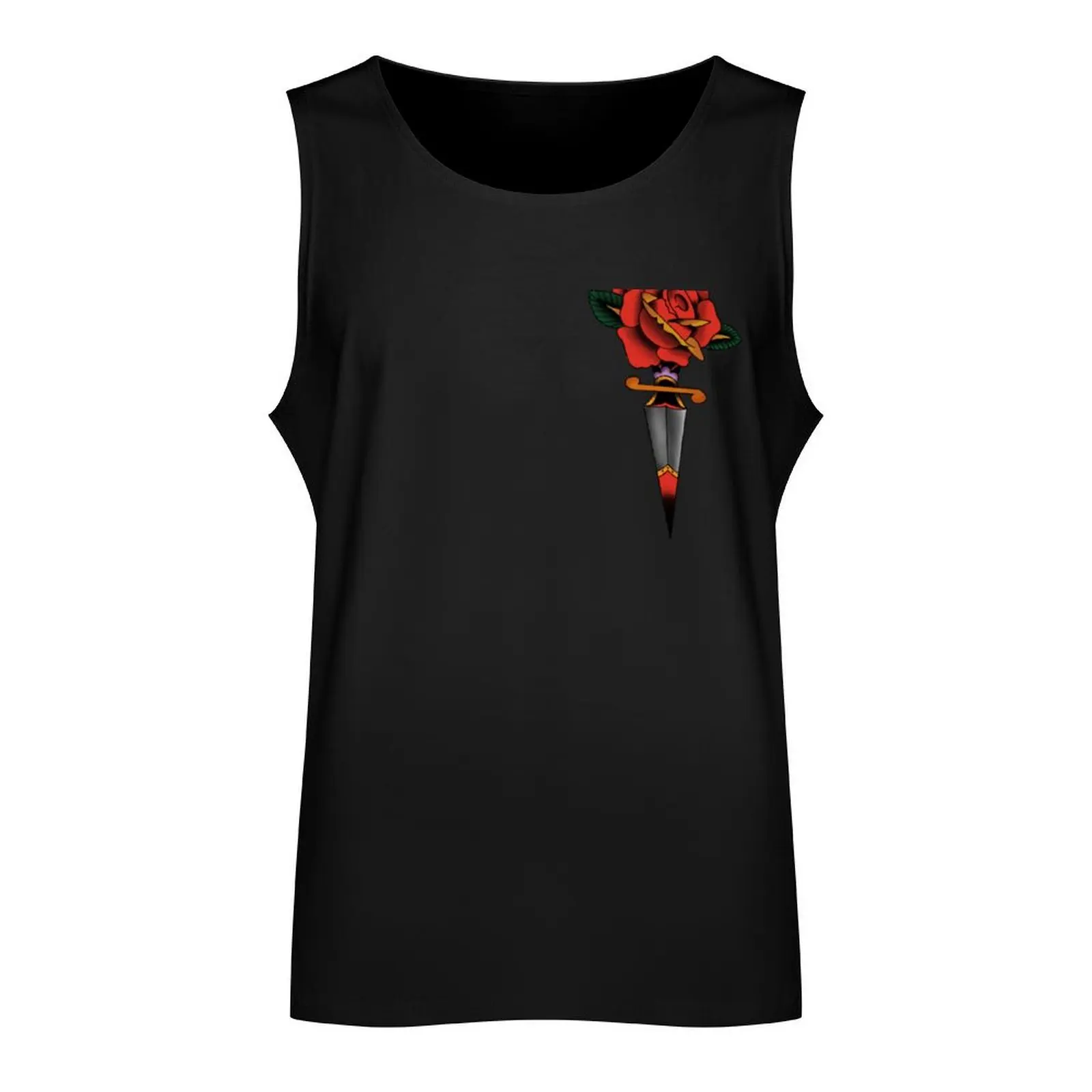 Neotraditional Knife & Rose Tank Top clothing men Gym wear