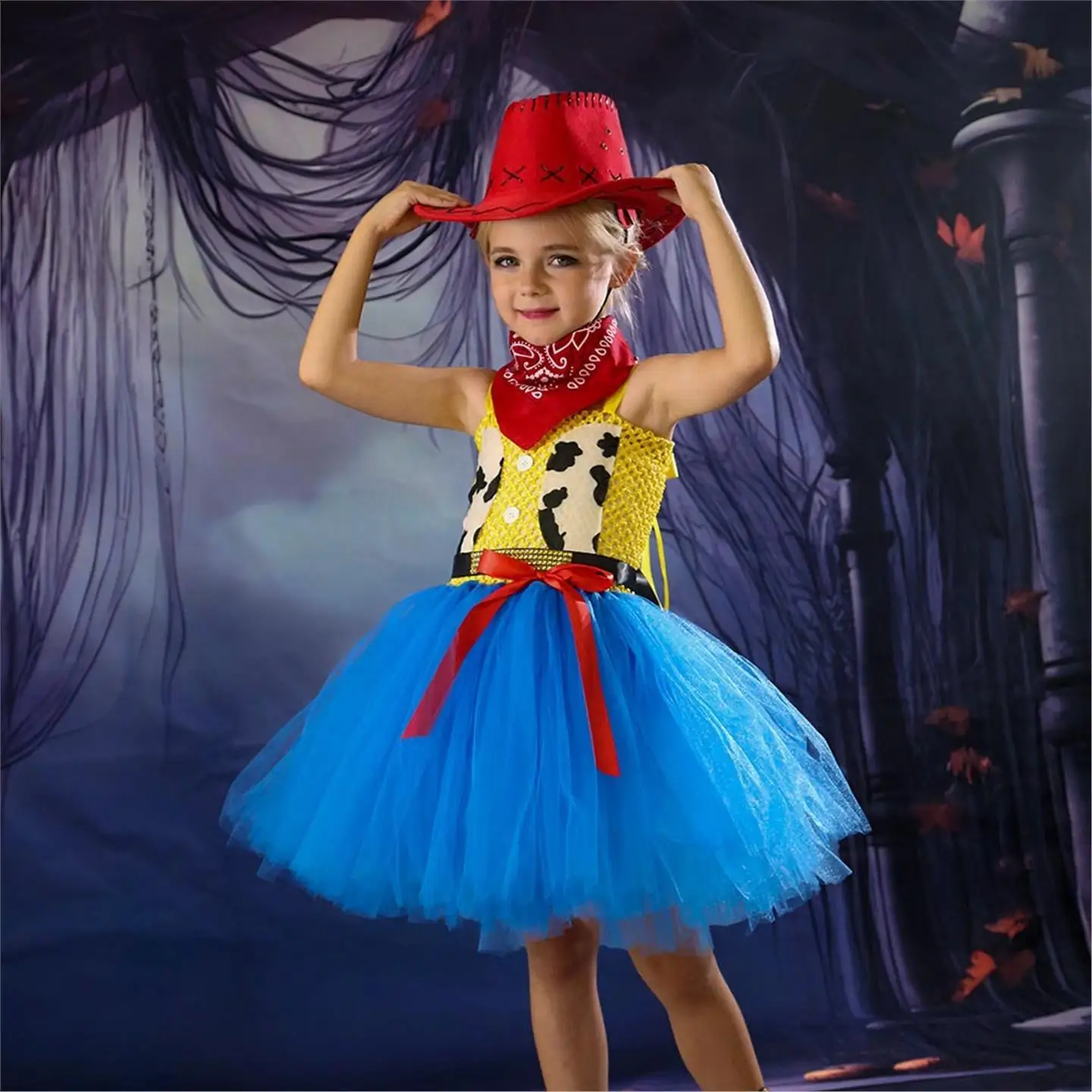 ชุดกระโปรงคาวบอยเด็ก Princ Skirt Costume Toy S Hossidy สำหรับวันฮาโลวีน กระโปรงพองสไตล์จีน ทำจากวัสดุ PU สำหรับเล่นบทบาทสมมติ