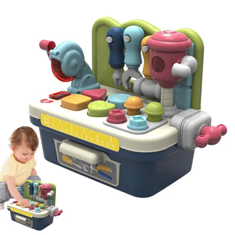 Pretend Play Workbench Toy para Crianças, Ferramenta de Aprendizagem com Música, Broca Educacional, Playset Multifuncional