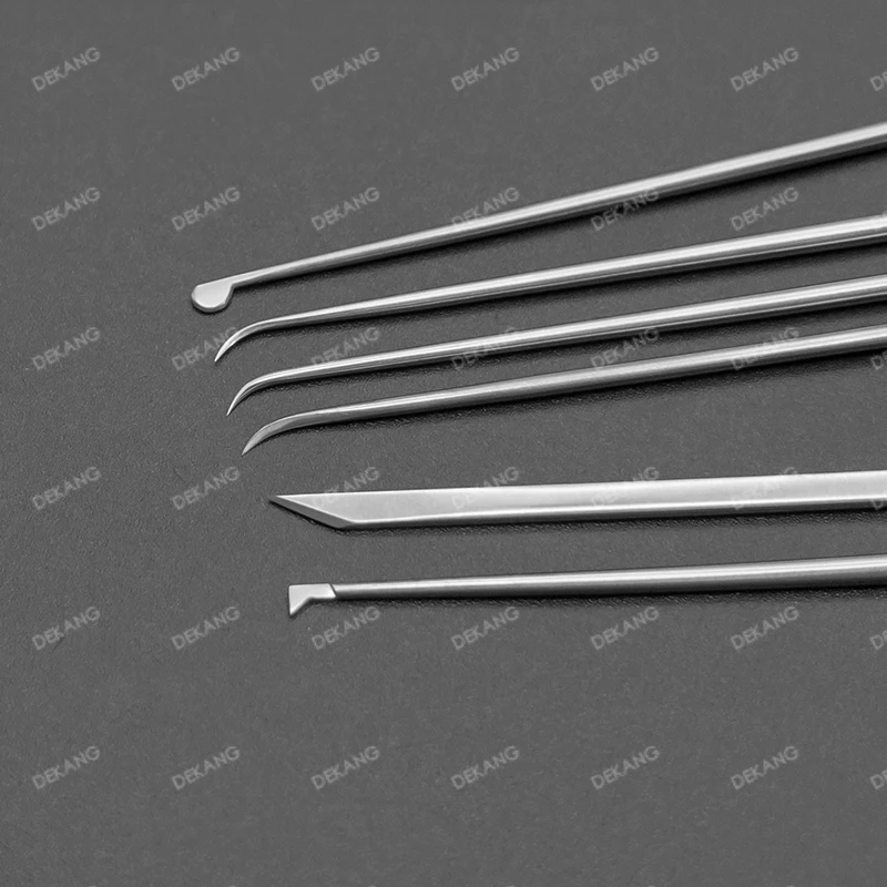 Faca afiada do gancho do ângulo do aço inoxidável, Micro-D, instrumento do tecido