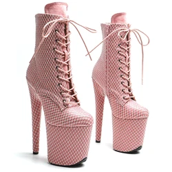 Leecabe  20CM/8inches Suede with  rhinestone upper  High Heel   platform Boots Trend fashion stripper heel  Pole Dance boots