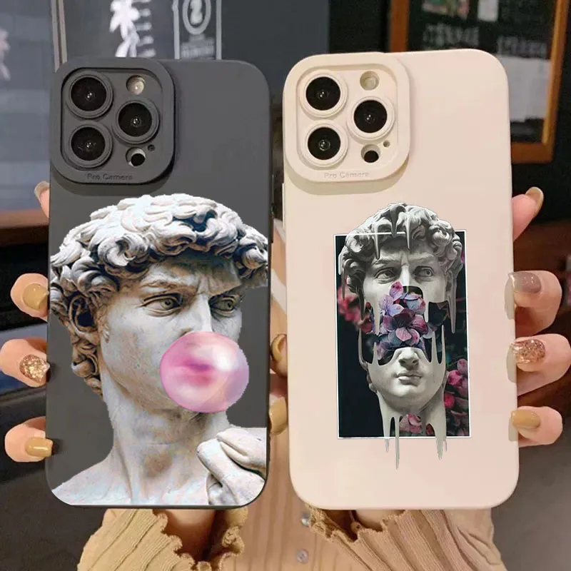 Great Art Aesthetic David Sculpture Silicone Phone Case For iPhone 15 14 13 12 11 Pro Max Mini XS X XR SE 2020 7 8 Plus Cover