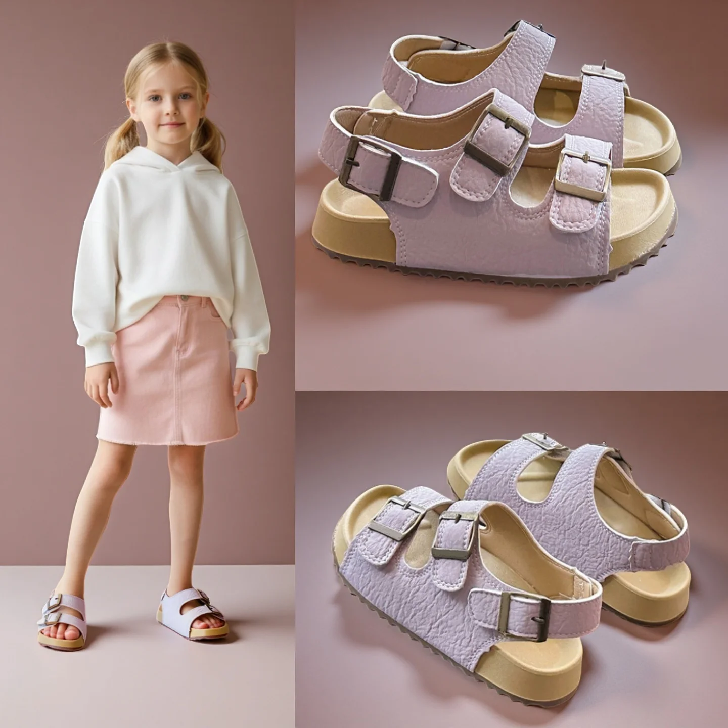 

COMFY KIDS Children Comfort Soft Sole Sandals Girls Open Toe Adjustable Buckle Summer Outdoor Walking Shoes