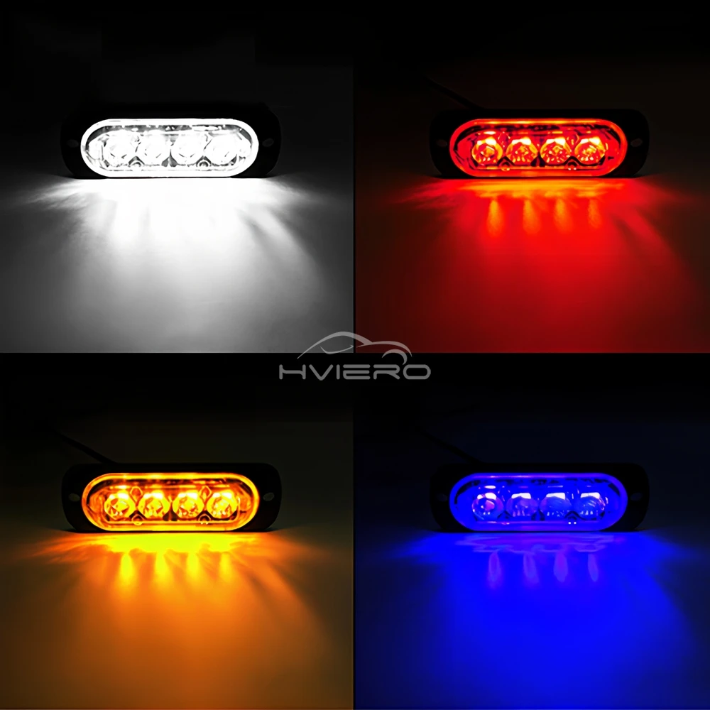 1X4 في 1 اللاسلكية الطوارئ ستروب تيار مستمر 12-24 فولت سيارة ضوء مصباح الشرطة أزرق أحمر أبيض يوم إشارة تحذير وامض منارة المسار Led