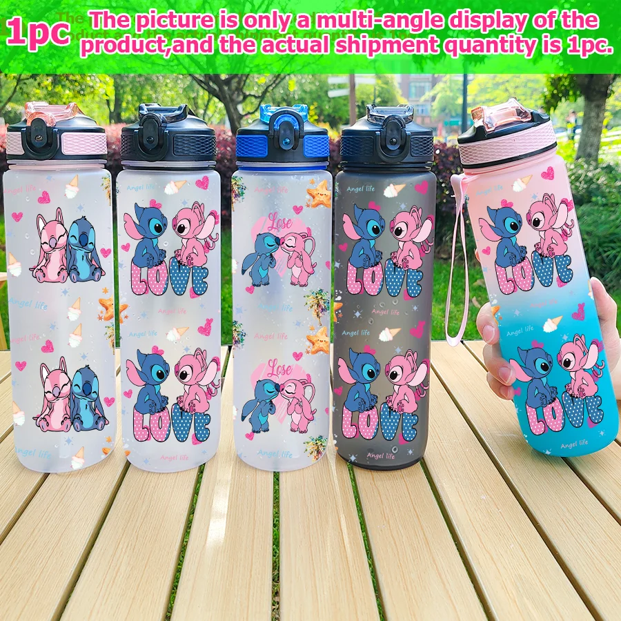1pc disney stitch anjo impresso 23-32oz multi-plástico garrafa de água portátil esportes copo de água presente de aniversário