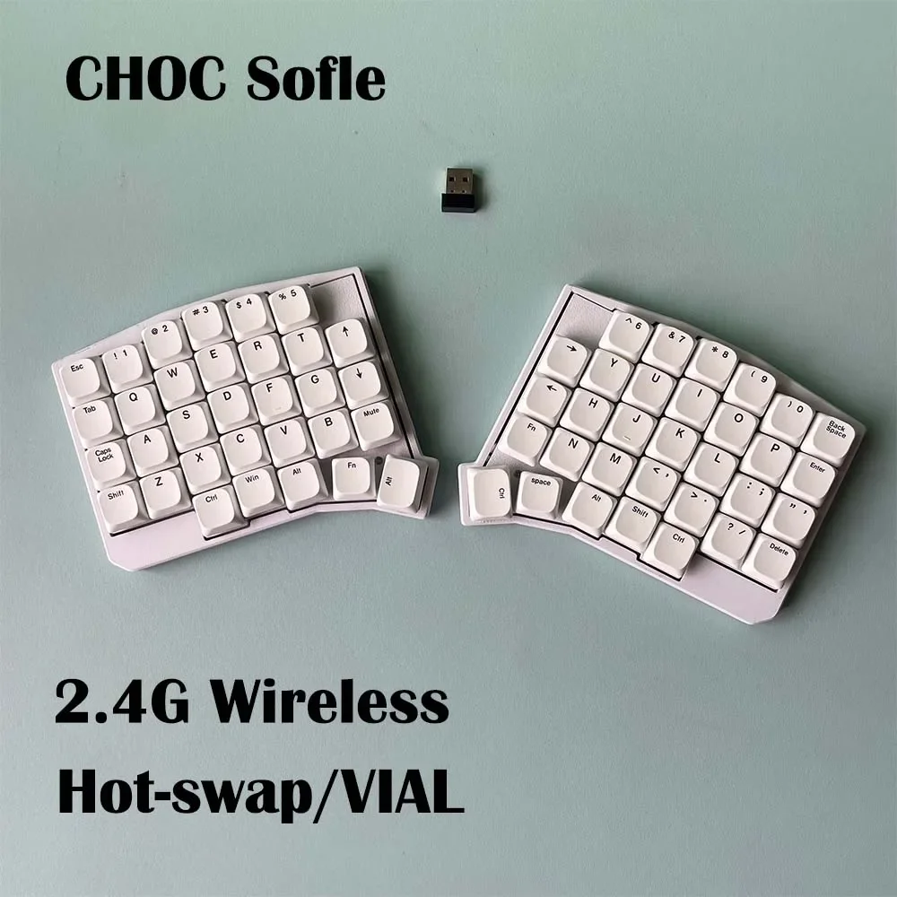 新型ロープロファイルソフトレ分割キーボードChocホットスワップ2.4Gワイヤレス人間工学メカニカルキーボードVIALプログラマブルゲーミングキーボード