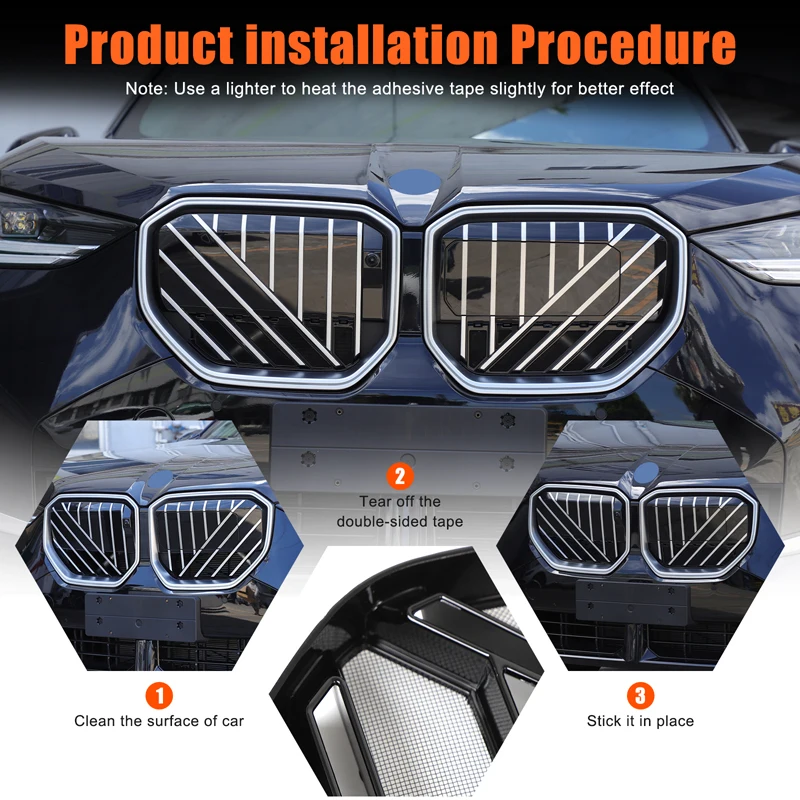 

ABS Black 2Pcs For BMW X3 G45 2025+ Car styling car front center grille insect-proof mesh cover sticker car exterior accessories