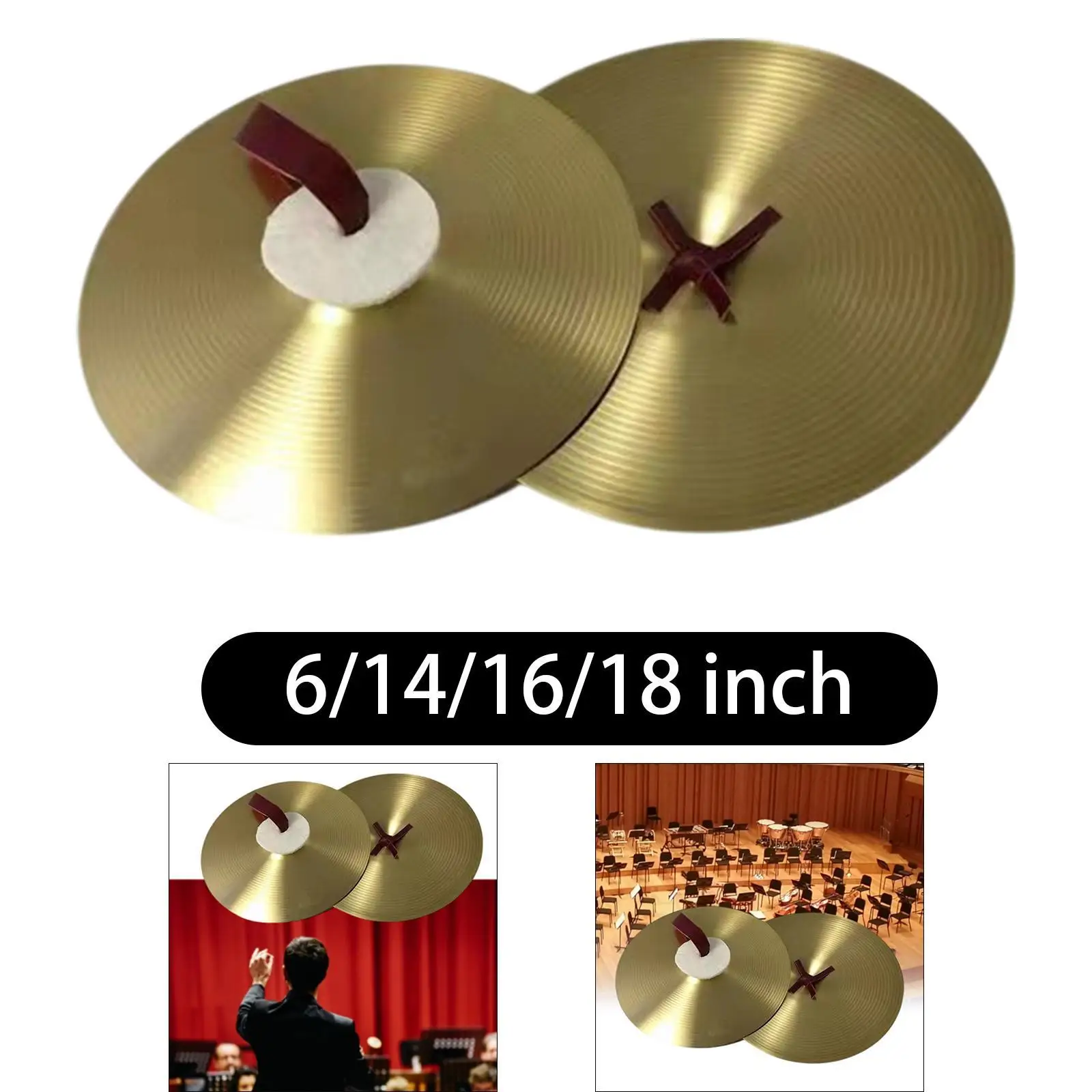2x Crash Cymbals Traditional Hand Cymbal Easy to Use Accessories Musical Instrument for Beginners Performance Professionals