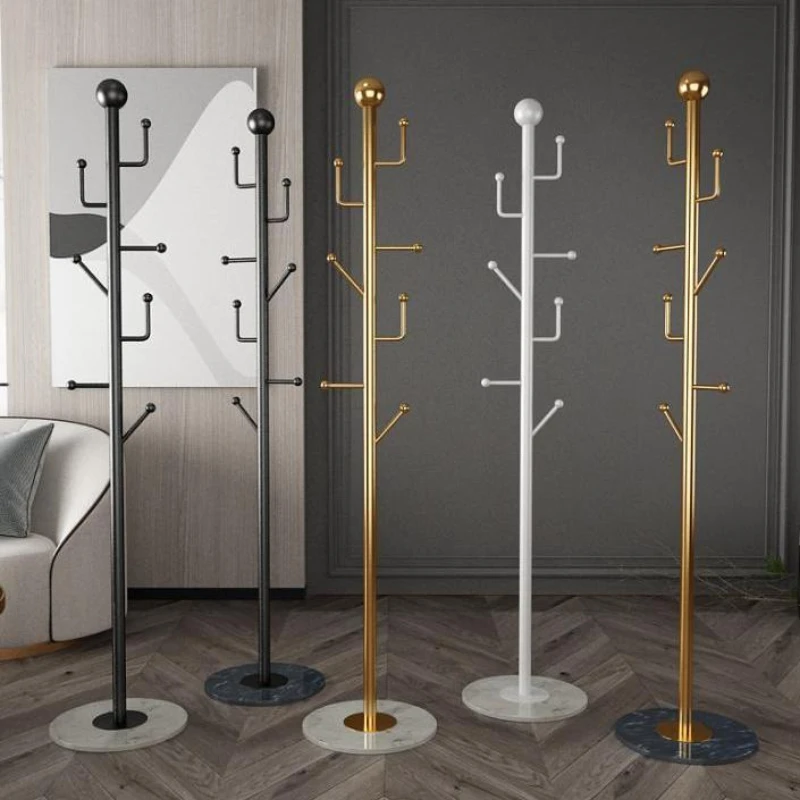 Light Luxury Clothes Rack Stand Cloakroom Bedroom Furniture Marble Base Metal Iron Art Hangers Coat Hat Bags Scarf Storage Shelf