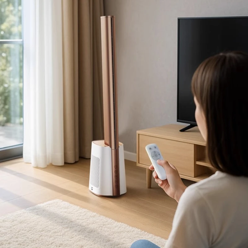 공기 정화 기능이 있는 날개 없는 타워 팬 이미지