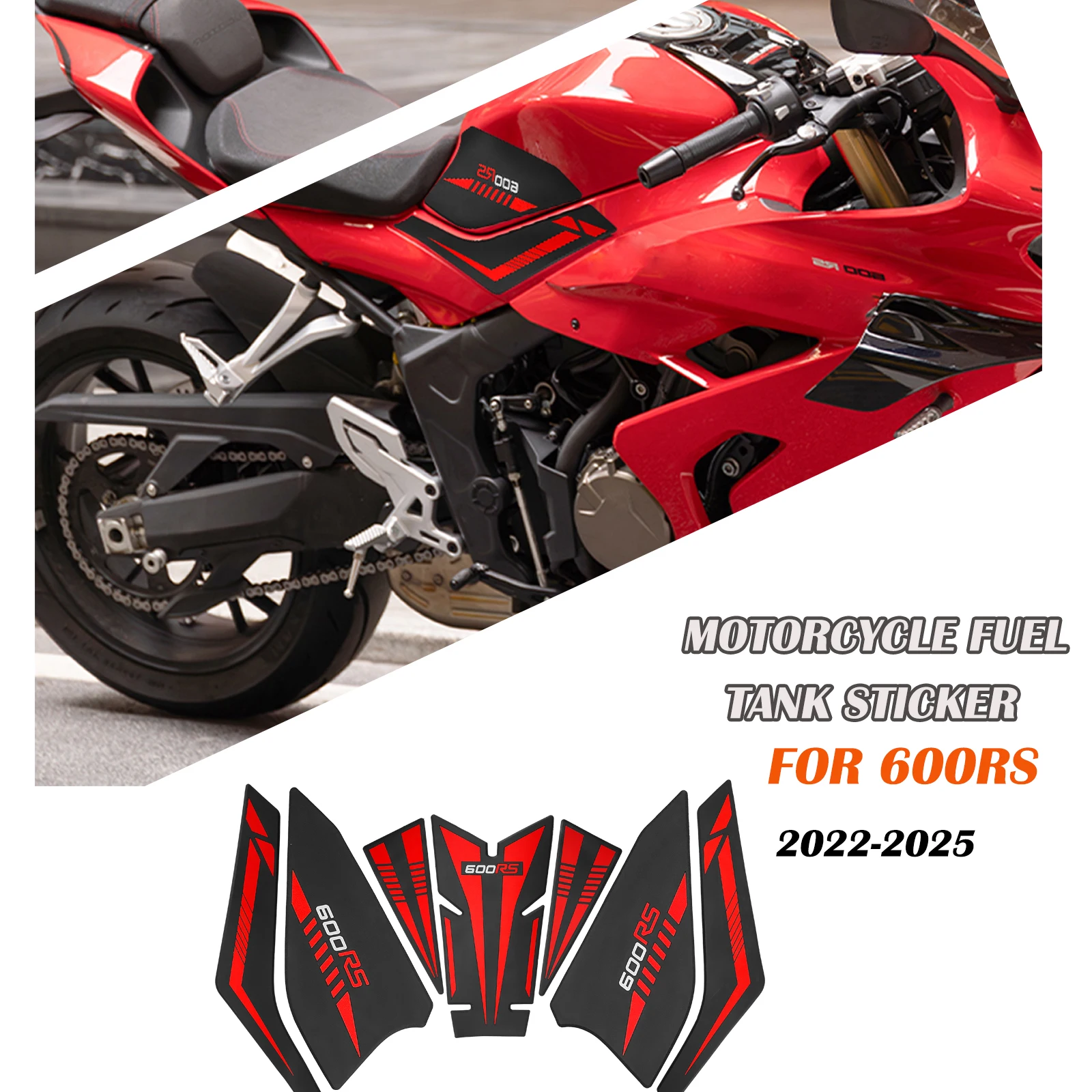 

Fuel tank pad traction side protection decal sticker fuel tank traction pad For QJMOTOR 600RS 2022 2023 2024 2025 models