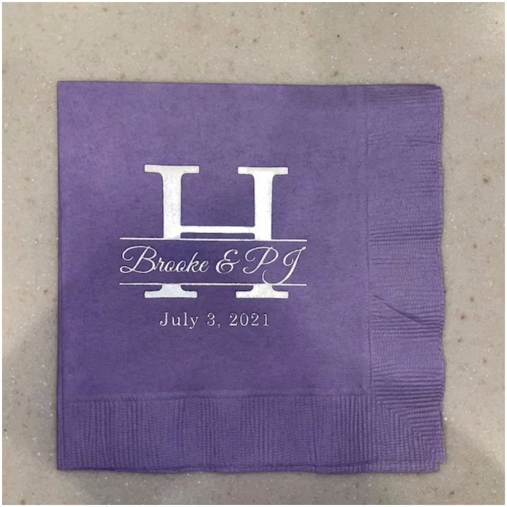 

Personalized Monogram Cocktail Napkins, Beverage , Monogrammed Napkins For Wedding Reception,Color Options Available,50PCS Start