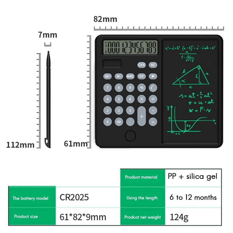 Calculadora solar com tablet de escrita, Calculadora portátil e dobrável, Drawing Pad for Office Meeting