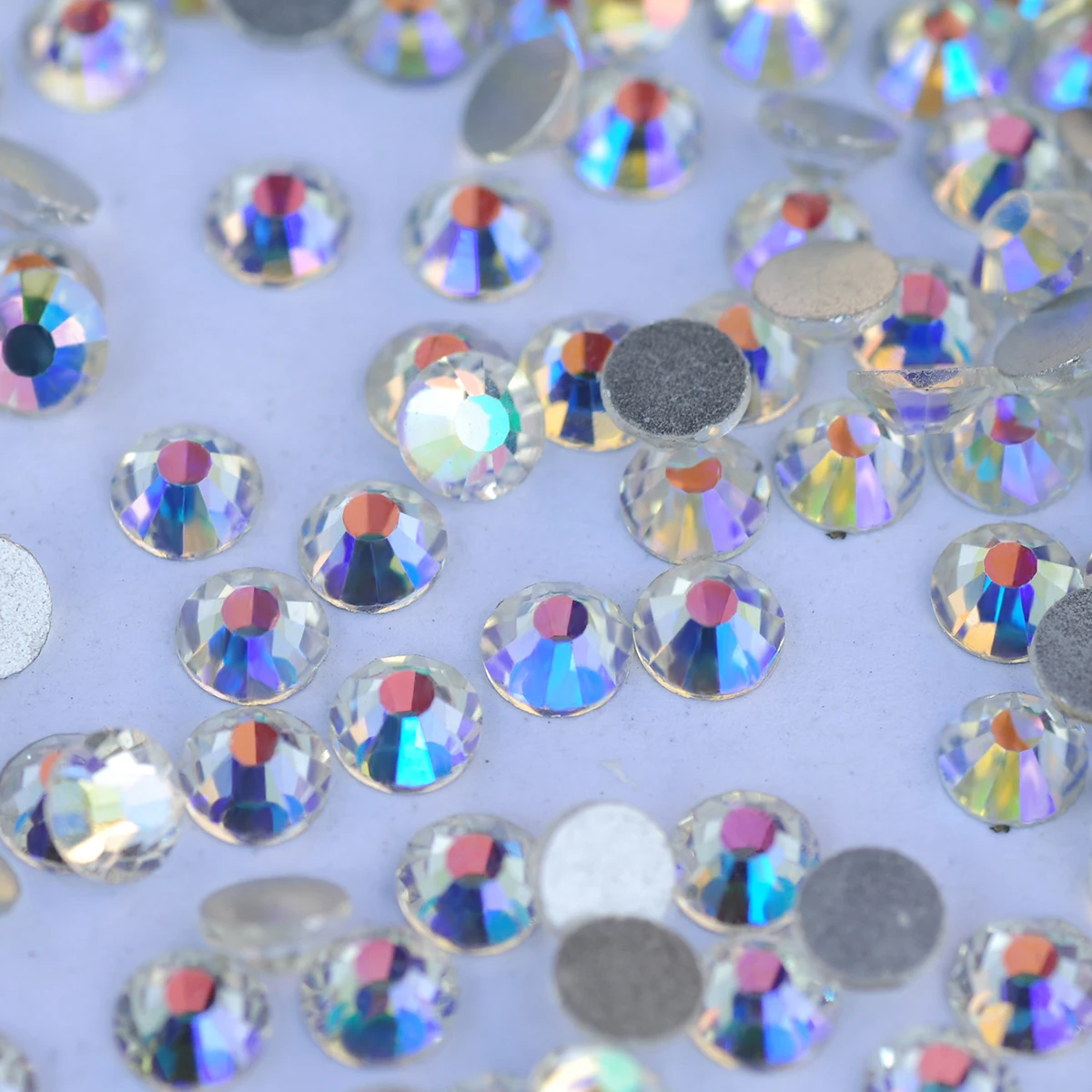 

PUBRILEX Glass Flatback Round Rhinestones Shimmer Non Hotfix Crystal For Nail Art Garment Crafts DIY Decoration