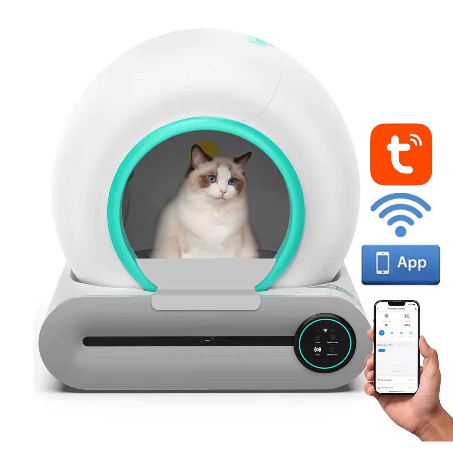 2024 New Automatic Cat  Box Smart App Control Self Cleaning  Boxes Cat Sandbox Electronic Pet Toilet Cat Supplies