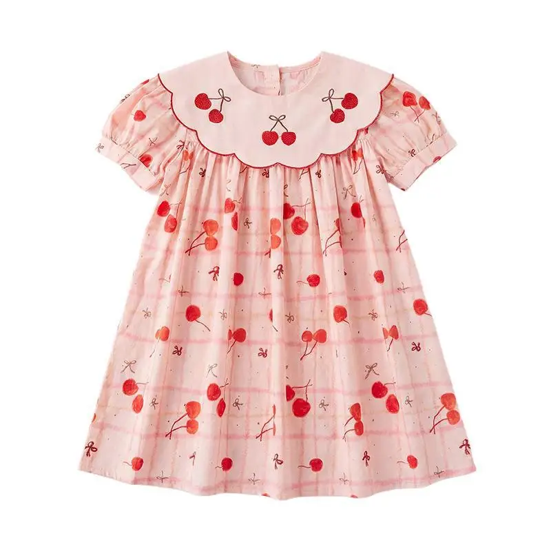 

Детские платья 2026: милые платья для девочек с принтом, короткий рукав, платья в стиле принцесс