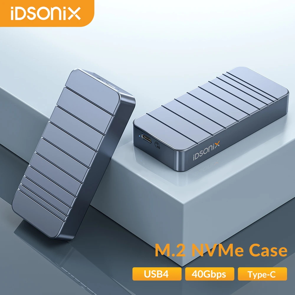 iDsonix M.2 SSD Case NVMe Enclosure to 40Gbps USB Type-C Hard Drive Case Thunderbolt 3/4 USB4 External Hard Drive Storage Box