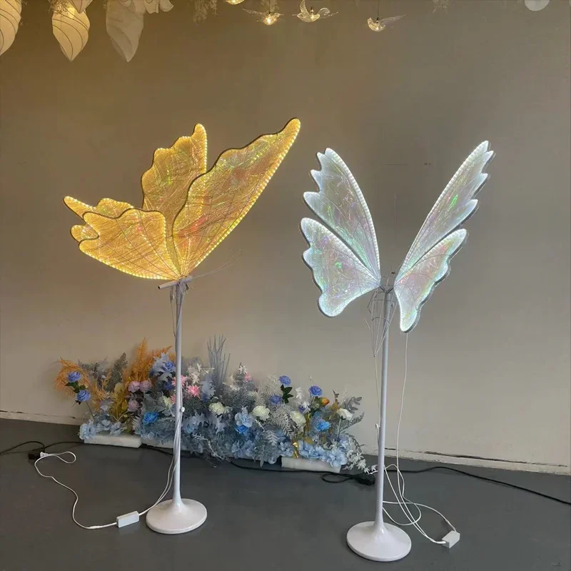 Wedding props wrought iron luminous butterfly pendant T-stage road guide welcome stage chandelier ornament ceiling