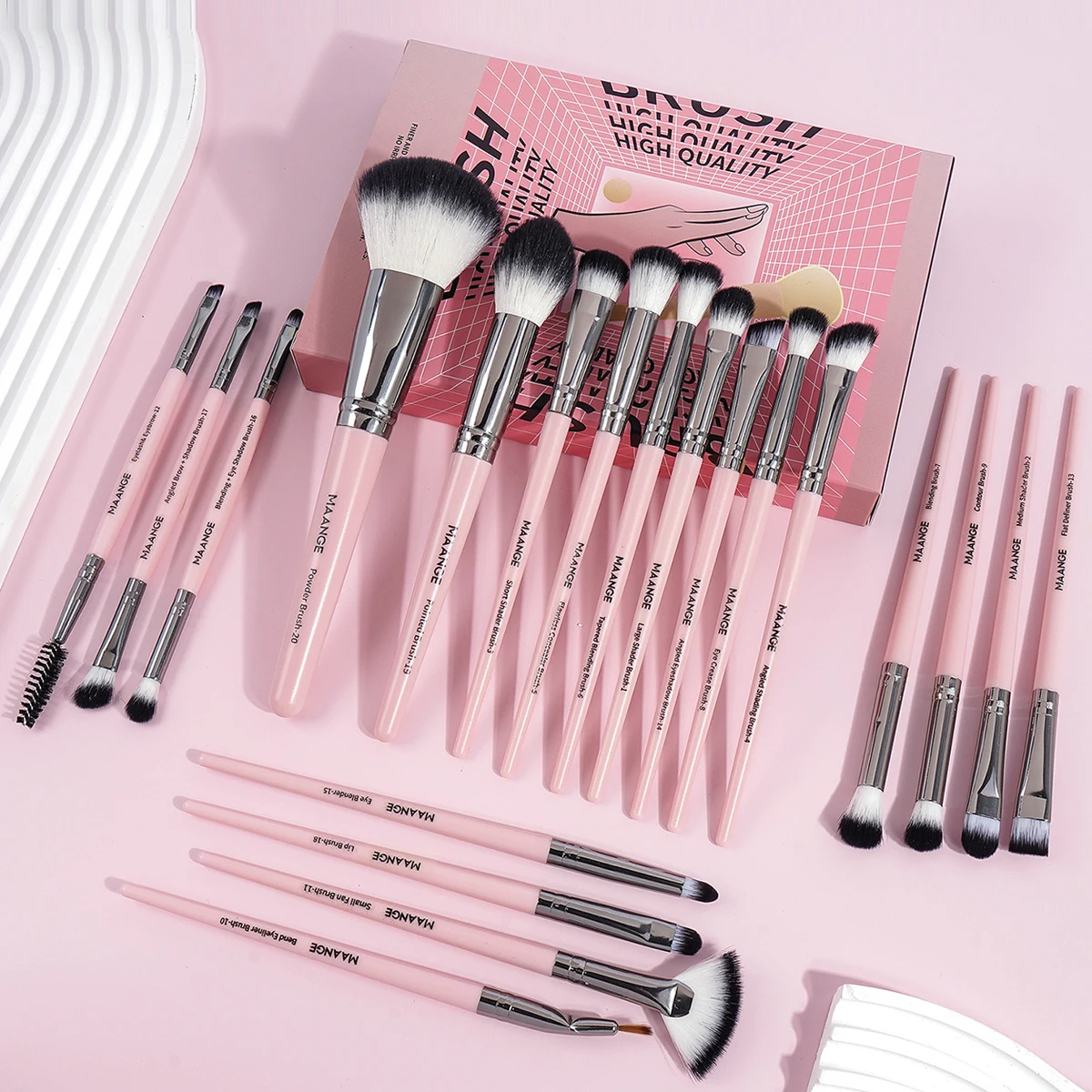 MAANGE 20pcs Professional Makeup Brushes Set for Foundation Blush Contour Eyeshadow Dense Bristle Face Costmetic Makeup Tool Kit