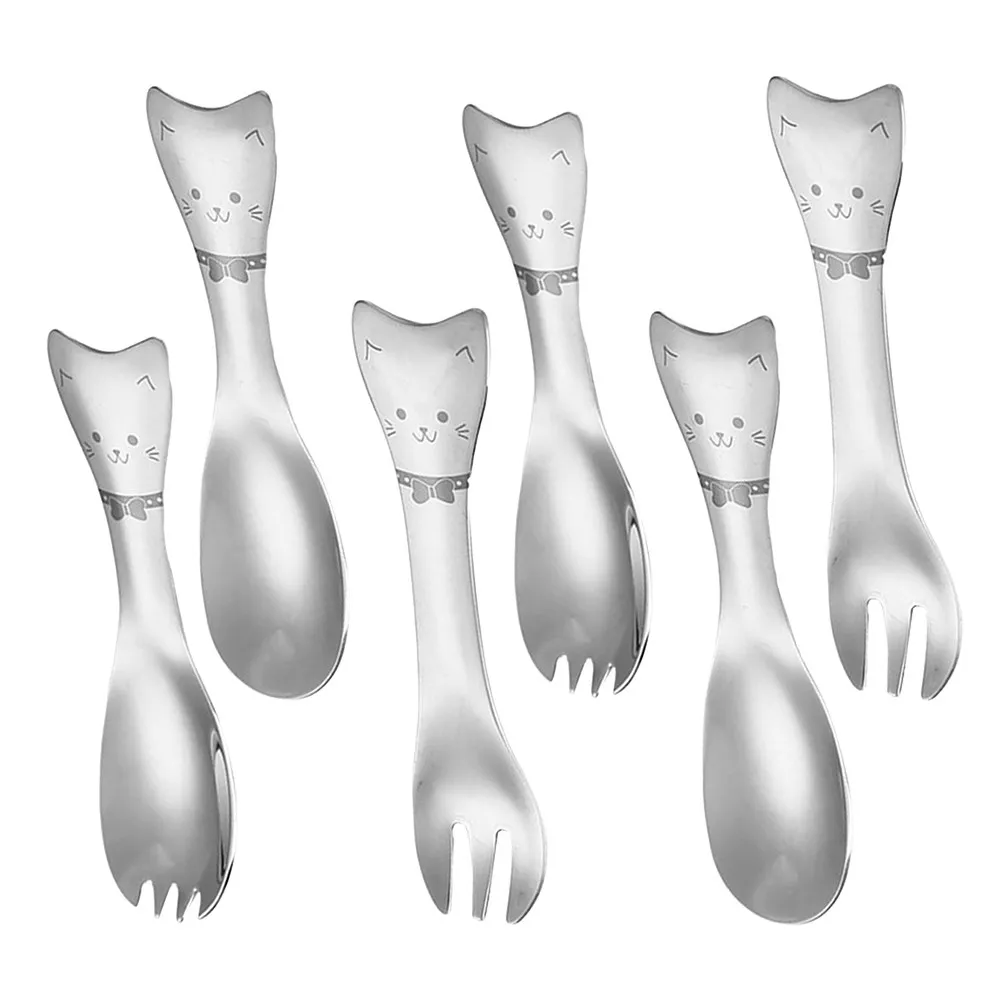 

6 Pcs Baby Spoons Dog Cute Utensils Toddler Children's Stainless Steel Kids Feeding