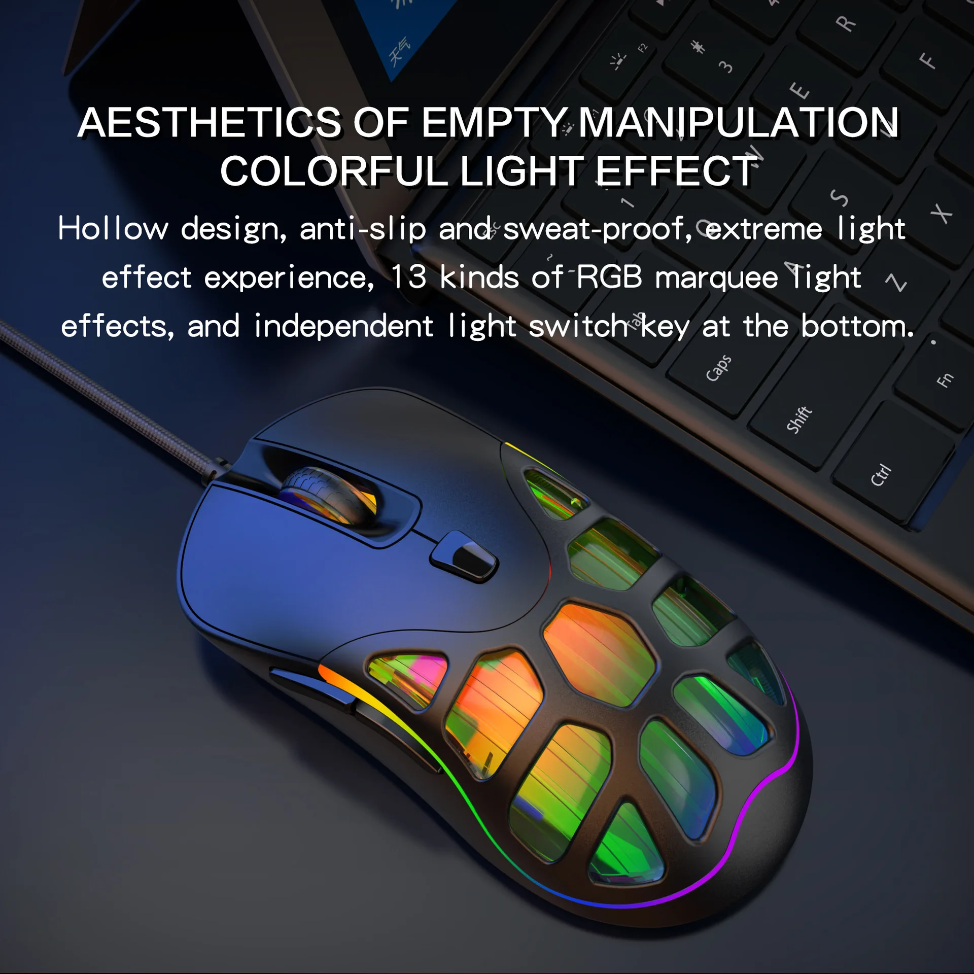 White Gaming Mouse RGB Lighting One-Hole Design Macro Programming Wired Compatible with Tablets Laptops for Office And Esports