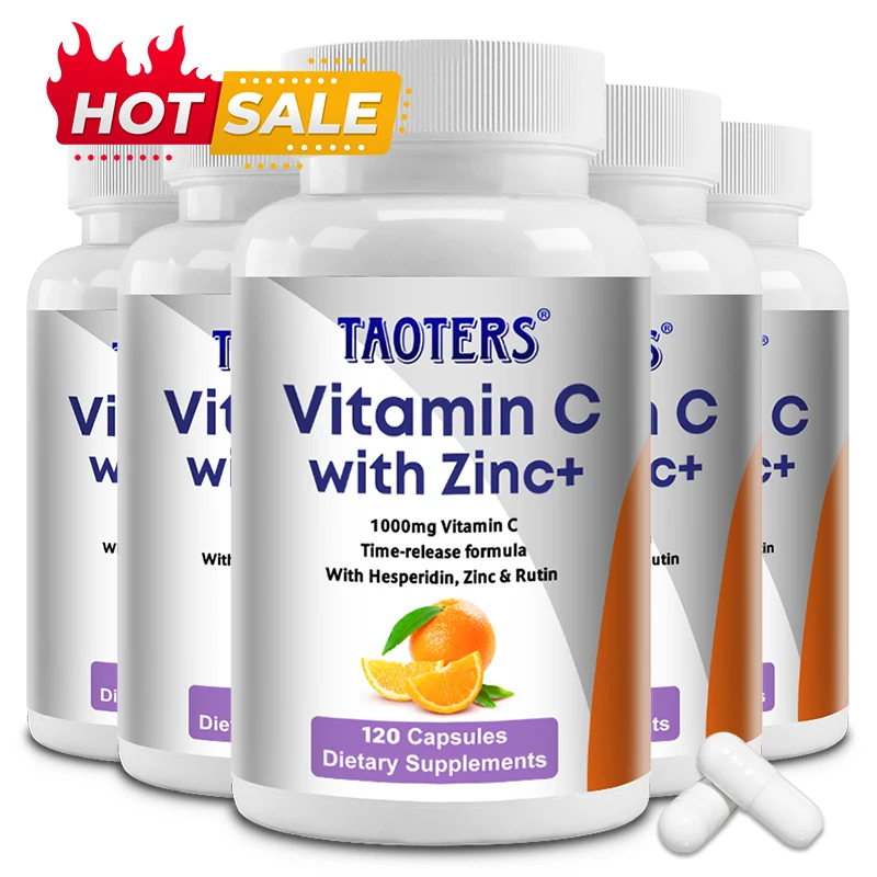 Organic Vitamin C Capsule 1000 Mg, Contains Hesperidin, Zinc and Rutin, Strengthens Immunity, Anti-oxidation, Beauty and Health