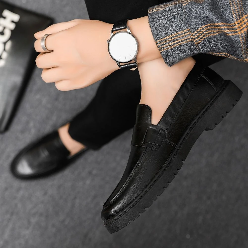 

Мягкие нескользящие мужские кожаные туфли с круглым носком и низким берцем для взрослых, удобные обычные ретро классические оригинальные мужские повседневные туфли из искусственной кожи в социальном стиле