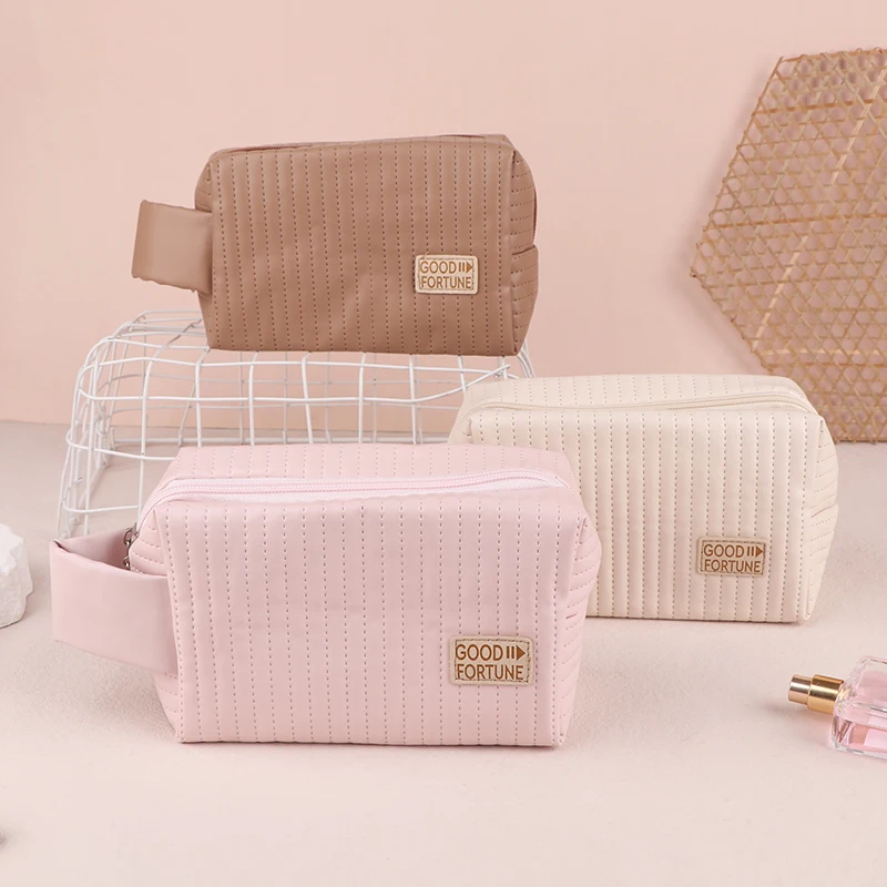 Cute PU Leather Makeup Bag Portable Women Cosmetic Bag Travel Makeup Pouch Waterproof Toiletry Organizer Storage Bags