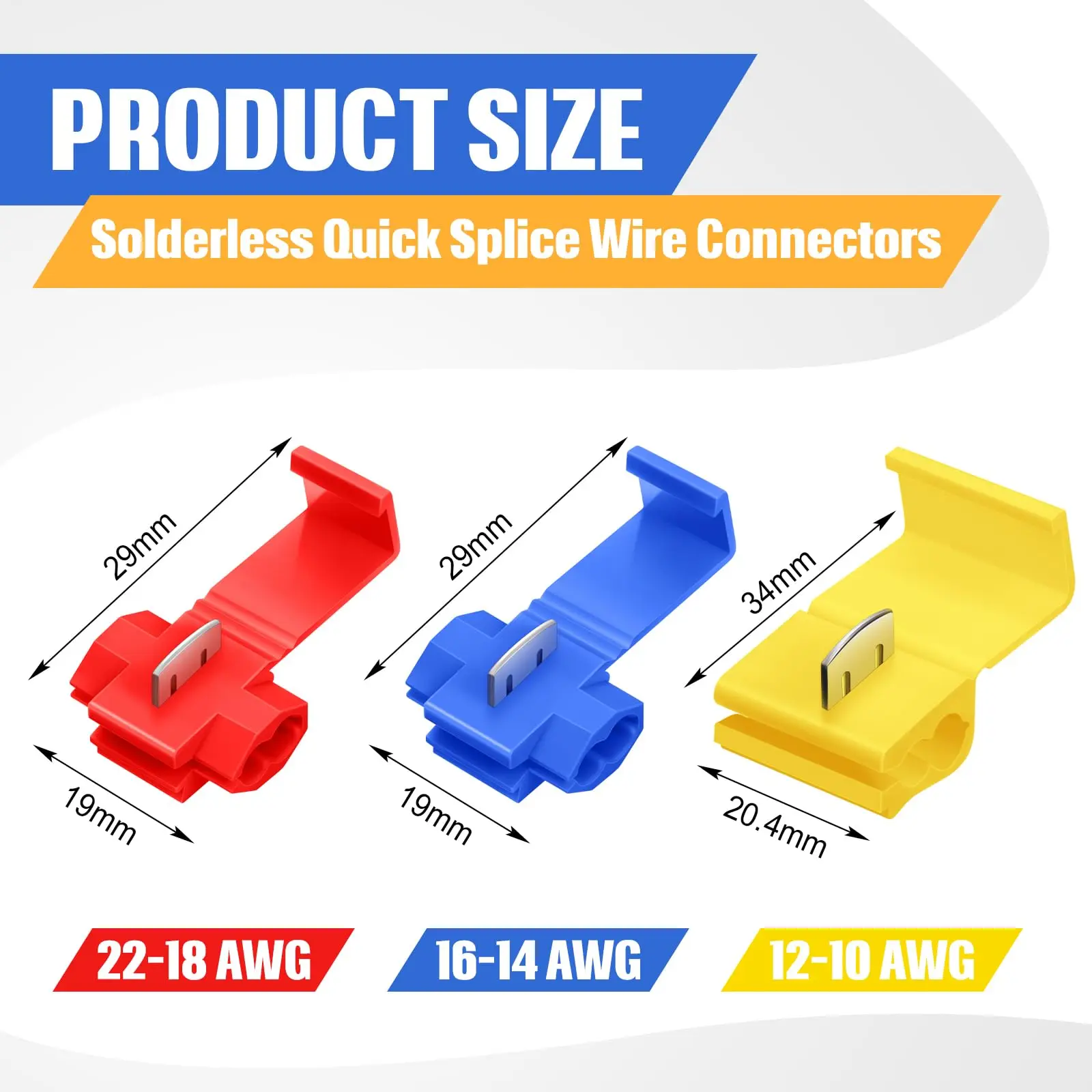 10-50pcs Quick splicing cable connector buckle suitable for 22-18, 16-14, 12-10AWG solderless kit red, blue, yellow