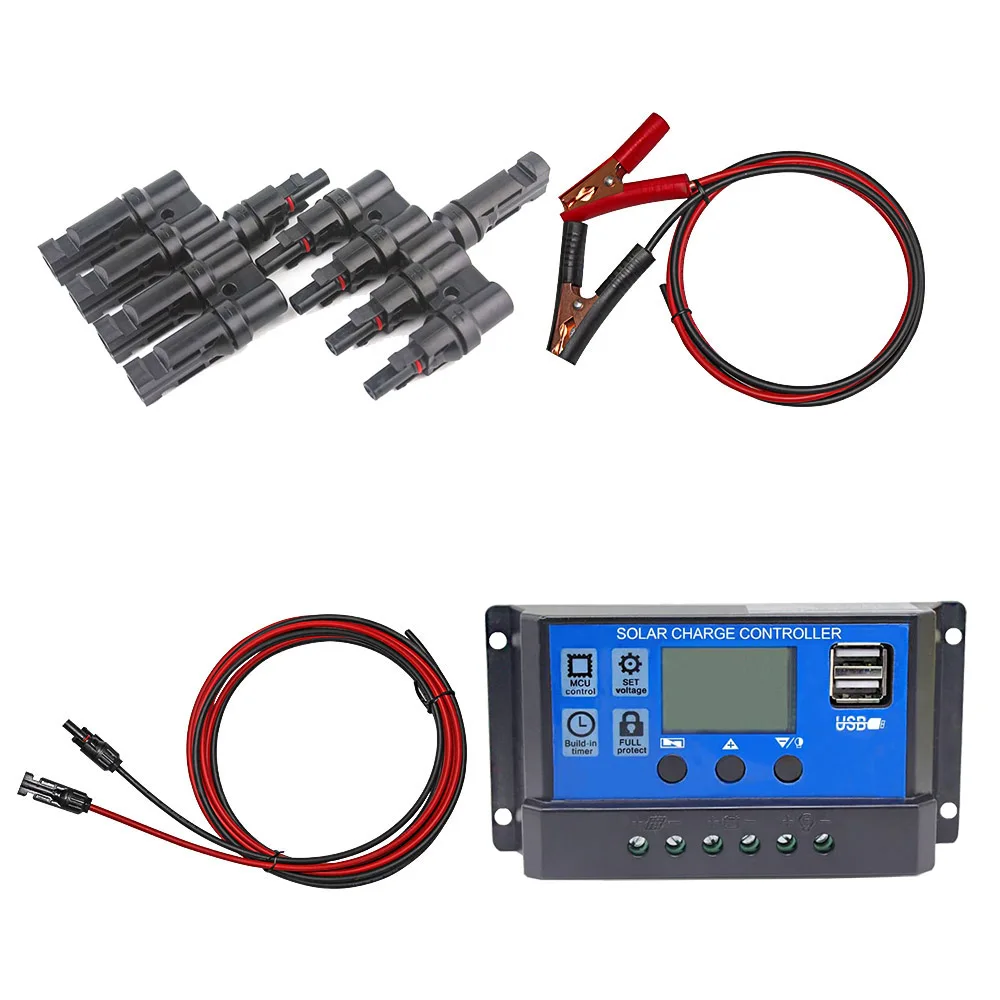 Ładowarka solarna Regulator 12V 24V 60A/50A/40A/30A/20A/10A PWM z kablami