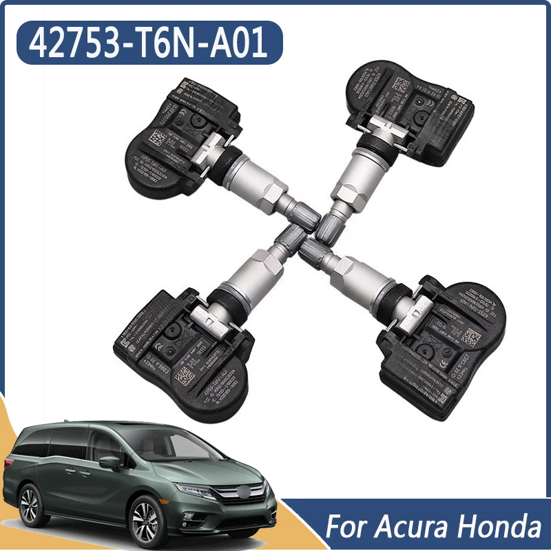 42753-T6N-A01 For 2018-2020 Acura RDX TLX 2018-2021 Honda Odyssey Pilot Ridgeline Tire Pressure Monitor Sensor 4PCS TPMS 433MHZ
