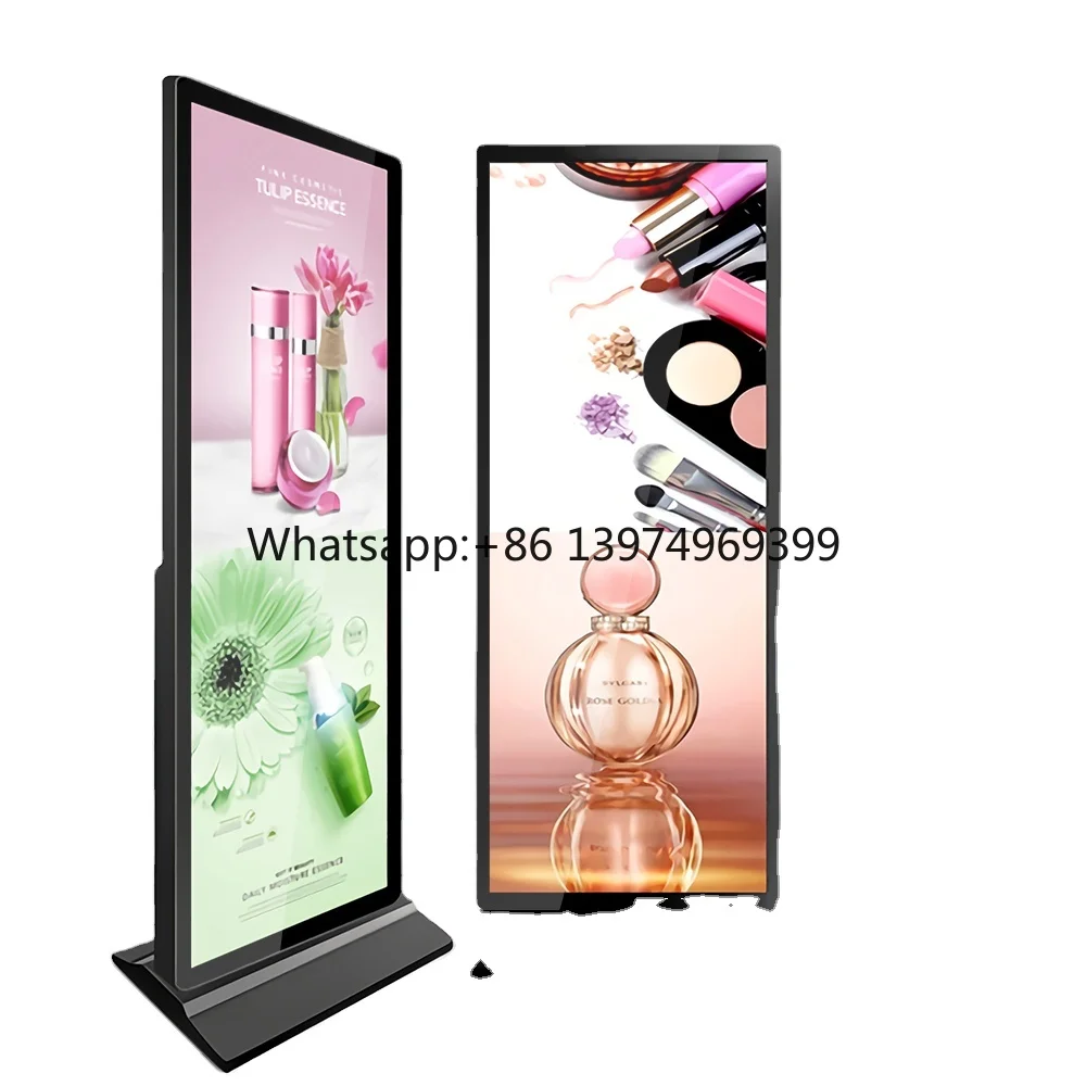 Aiyos Tech LCD Indoor Floor Stand 75 85 98 Inch Full Screen Digital Signage Display 4K Floor Standing Advertising Boards Kiosk
