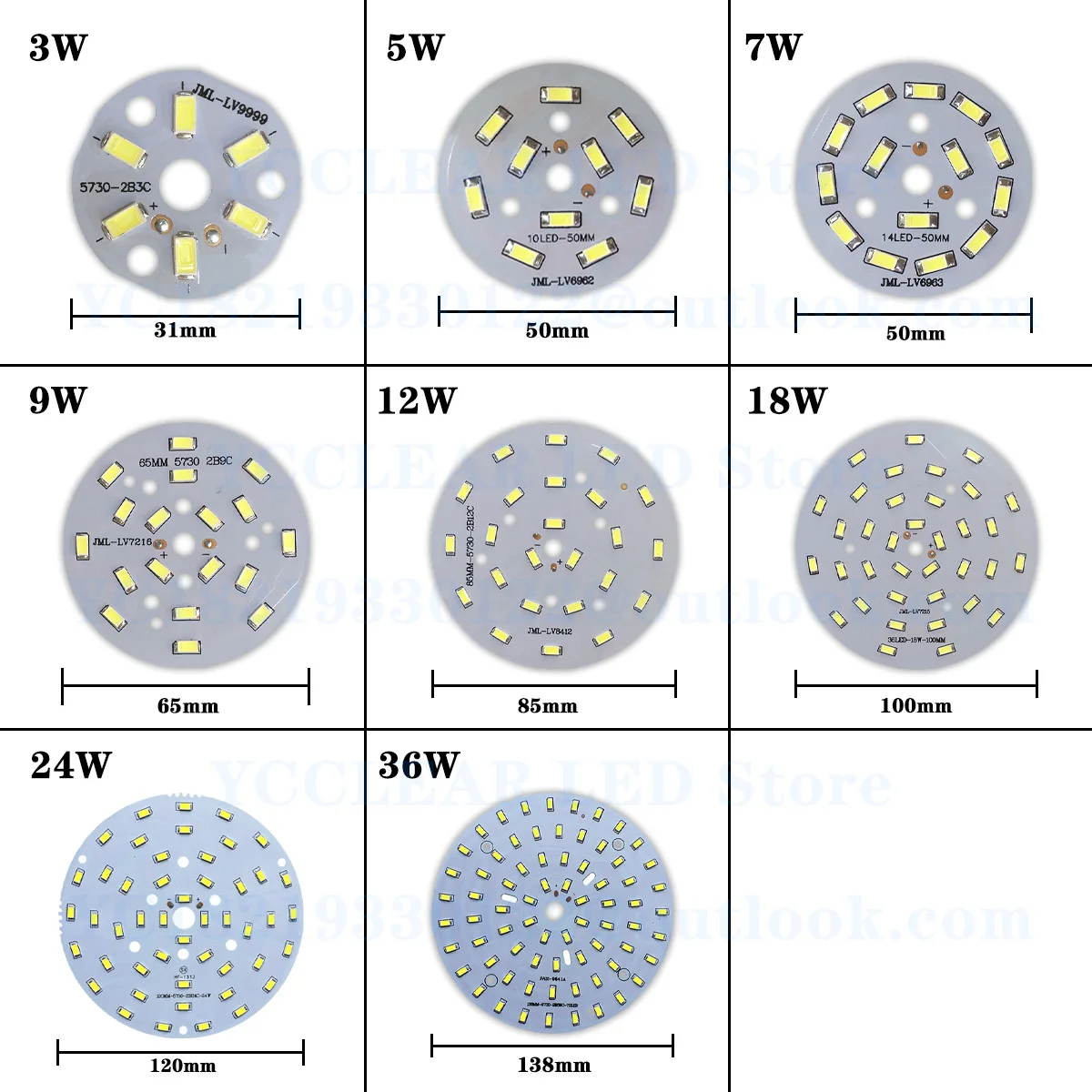 Panel świetlny LED 12W ciepły biały 3000K 6000K 36-40V SMD 5730 średnica koralika 85mm dla majsterkowiczów Downlight Spotlight wisiorek światło