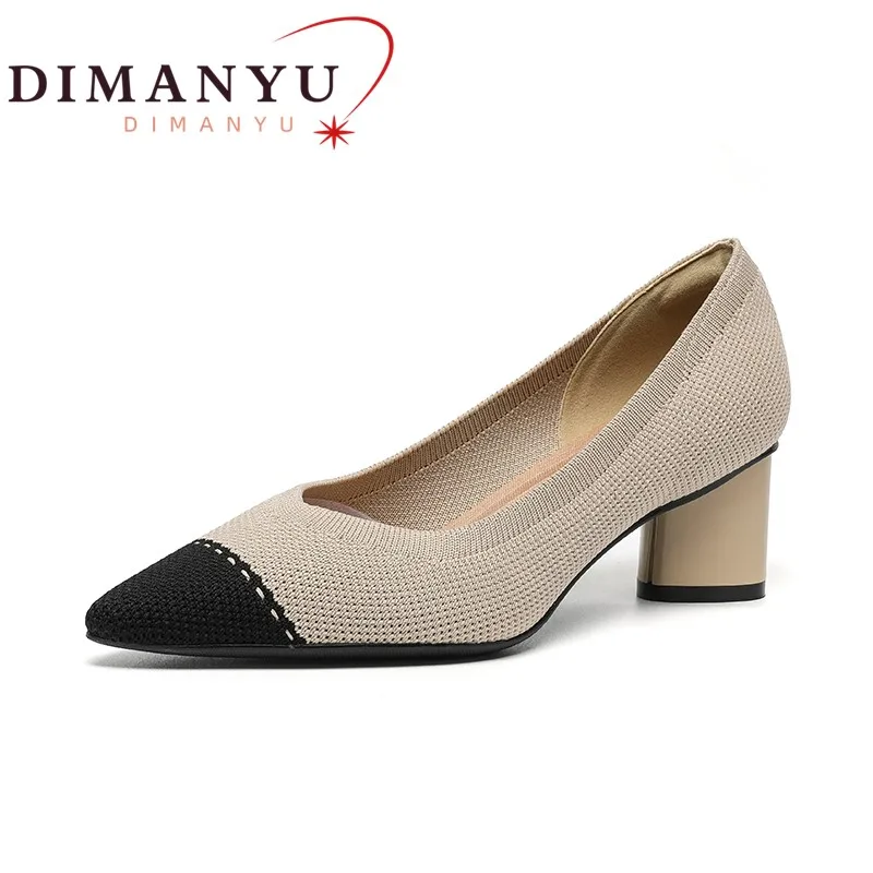 

DIMANYU Women Dress Shoes 2024 Summer New Pointed Toe Women's Office Shoes Knitted Casual Large Size Shoes Women