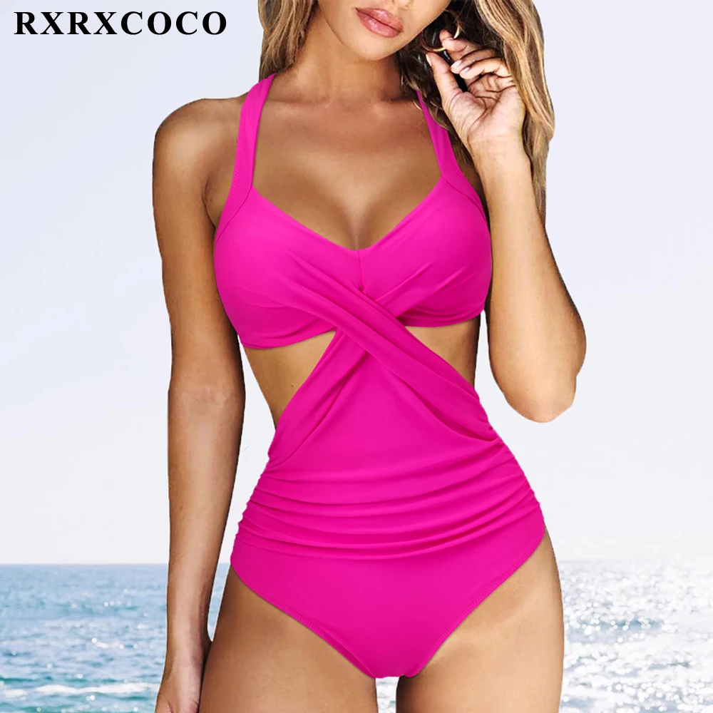 One Piece Swimsuit Women Swimwear Solid Ruched High Waist Push Up Bathing Suit Women\'s Swimwear Beachwear Monokini Swimsuit 2023